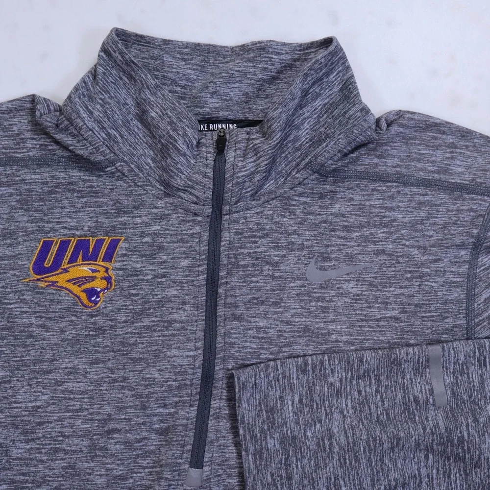 Nike Running UNI Panthers Dri-FIT‎ Quarter Zip Grey Heathered Top Womens Small